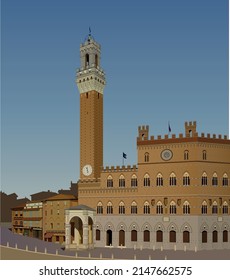 Florencia, el centro del casco antiguo. Vector.