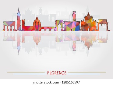 Florence City background, architecture skyline. Famous landmarks. Vector illustration