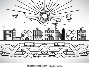 Florence City Typography Design with Building Letters