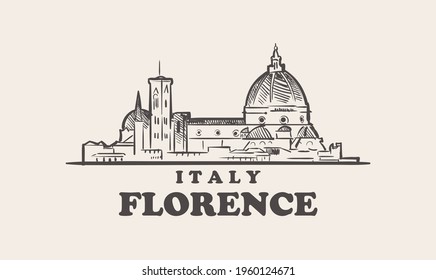 Florence cityscape sketch hand drawn ,italy vector illustration