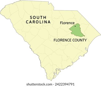 Florence County and city of Florence location on South Carolina state map