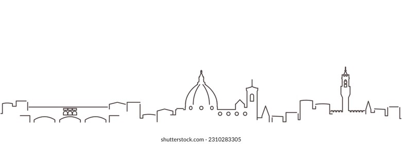 Florence Dark Line Simple Minimalist Skyline With White Background