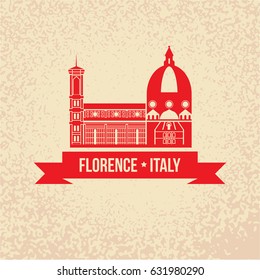 Florence detailed silhouette. The concept for a web banner. The Cattedrale di Santa Maria del Fiore - The symbol of Tuscany, Italy