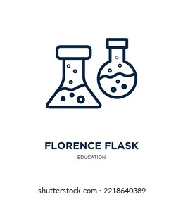 florence flask icon from education collection. Thin linear florence flask, test, equipment outline icon isolated on white background. Line vector florence flask sign, symbol for web and mobile