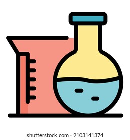 Florence flask icon. Outline florence flask vector icon color flat isolated