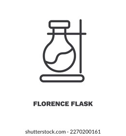 florence flask icon. Thin line florence flask, test icon from education collection. Outline vector isolated on white background. Editable florence flask symbol can be used web and mobile