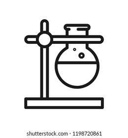 Florence flask with liquid icon. Science lab concept, simple flat design. Isolate on white background.