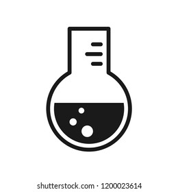 Florence flask with solution icon. Science lab concept, simple flat design. Isolate on white background.