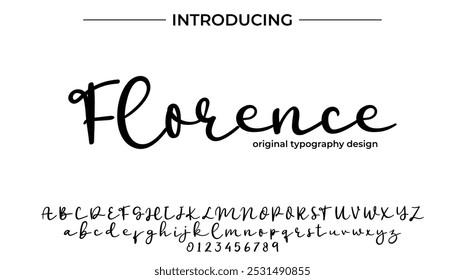 Florence Font Stylish brush painted an uppercase vector letters, alphabet, typeface