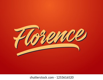 Florence hand made calligraphic lettering in original style. European city typographic script font for prints, advertising, identity. Hand drawn touristic art in high quality. Travel and adventure