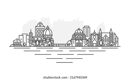 Florence, Italy architecture line skyline illustration. Linear vector cityscape with famous landmarks, city sights, design icons. Landscape with editable strokes.