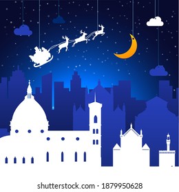 Florence, Italy. Christmas holiday background. Winter snowy landscape. 