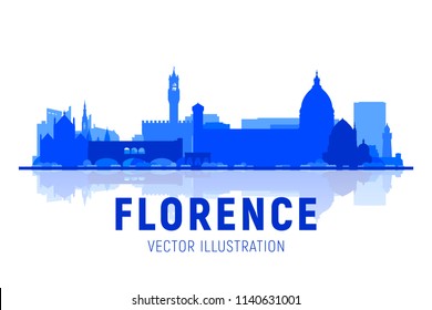 Florence ( Italy ) city skyline shiluette in white background. Vector Illustration. Business travel and tourism concept with modern buildings. Image for banner or web site.