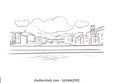 Florence Italy Europe vector sketch city illustration line art