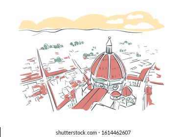 Florence Italy Europe vector sketch city illustration line art