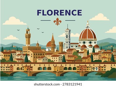 Florence Italy Flat Design Vector