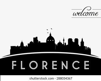 Florence Italy skyline silhouette black vector design on white background.