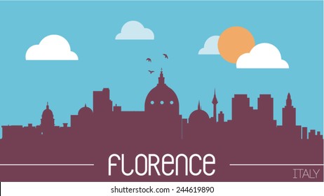 Florence, Italy skyline silhouette flat design vector illustration