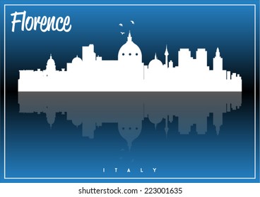 Florence, Italy, skyline silhouette vector design on parliament blue and black background. 
