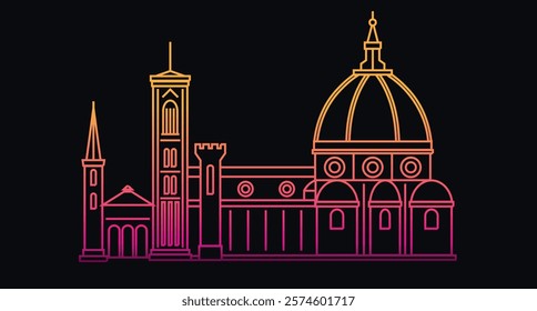 Florence Italy skyline vector illustration