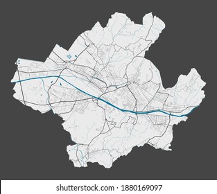 Florence map. Detailed map of Florence city administrative area. Cityscape panorama. Royalty free vector illustration. Outline map with highways, streets, rivers. Tourist decorative street map.