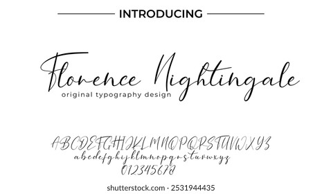 Florence Nightingale Font Stylish brush painted an uppercase vector letters, alphabet, typeface