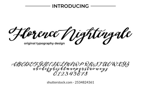 Florence Nightingale Font Stylish brush painted an uppercase vector letters, alphabet, typeface