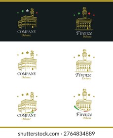 Florence and Palazzo Vecchio vector logo. Can be used for real estate, apartment, building, residential property, or hotel logo templates or finance.
