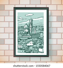 Florence sketch vector illustration. Suitable for Italian souvenirs, print for t-shirts, phone cases, postcards.