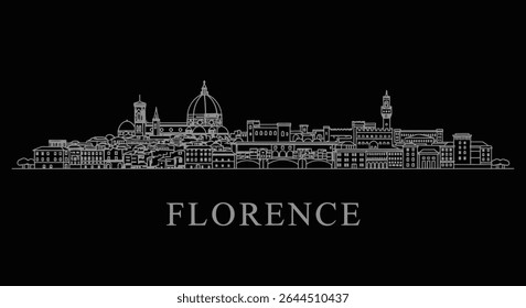 Florence Skyline com a Itália, e fundo preto.