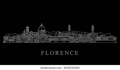 Florence Skyline Itália Line Art Minimal.