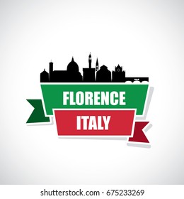 Florence skyline - Italy ribbon banner - vector illustration