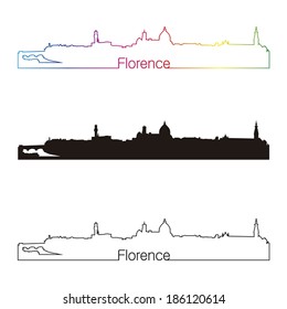 Florence skyline linear style with rainbow in editable vector file