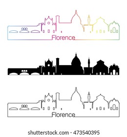 Florence skyline linear style with rainbow in editable vector file