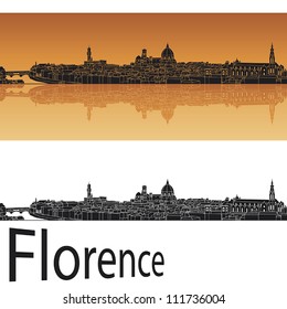 Florence skyline in orange background in editable vector file