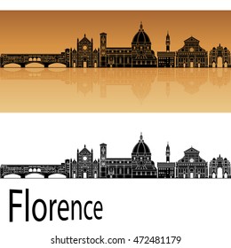 Florence skyline in orange background in editable vector file