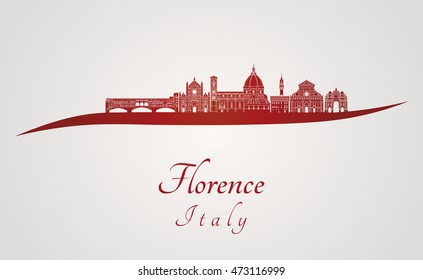 Esquina de Florencia en fondo rojo y gris en archivo vectorial editable