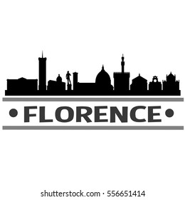 Florence Skyline Silhouette. Cityscape Vector Famous Buildings Clip Art Design.