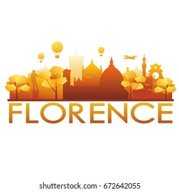 Florence Skyline Silhouette Gradient Vector City Design.