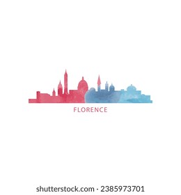 Florenz Aquarellfarben Stadtlandschaft Skyline Stadpanorama Vektor flaches modernes Logo, Symbol. Italienisches Städtchen-Emblem-Konzept mit Wahrzeichen und Bau Silhouetten. Einzelbild