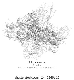 Florenz, Italien Urbanes Detail Straßen Karte, Vektorgrafik Element Vorlage Bild für die Vermarktung, Digitalprodukt, Wandkunst und Posterdrucke.