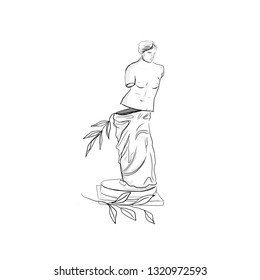 Florentine statue. Greek marble split sculpture of woman from whom branches with leaves sprout. 