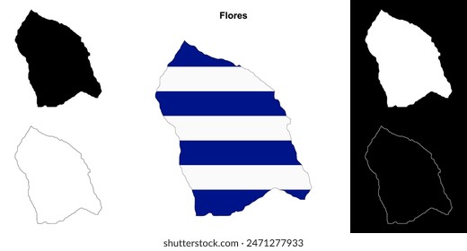 Flores department outline map set