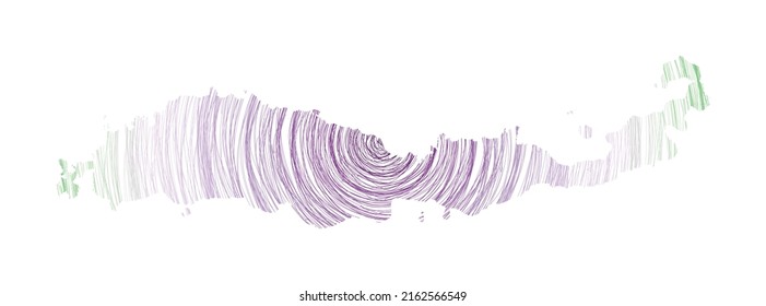 Flores map filled with concentric circles. Sketch style circles in shape of the island. Vector Illustration.