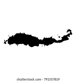 Flores map. Island silhouette icon. Isolated Flores black map outline. Vector illustration.