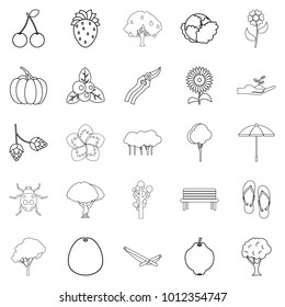 Floret icons set. Outline set of 25 floret vector icons for web isolated on white background