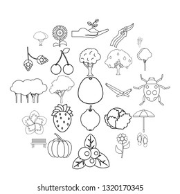 Floret icons set. Outline set of 25 floret vector icons for web isolated on white background