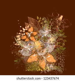 Florets abstraction in shades of brown