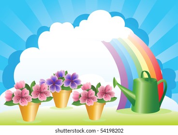 Floriculture. Flower growing. Vector illustration.