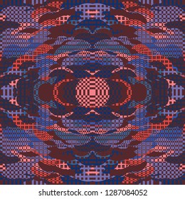 Florid Checkered Pattern. Collage Composition. Gray Vector Seamless Checkered Pattern. Kaleidoscope  Layout. Dynamic Abstract Geometric Background With Organic Shapes. Mosaic Design. Asian Motif.